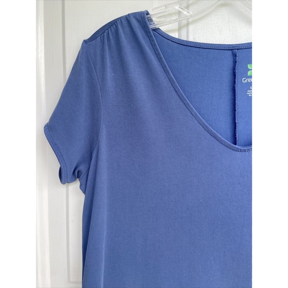 Green Tea Asymmetrical Blue Top Ruffle Tiered Small Oversized Stretch - Picture 5 of 10